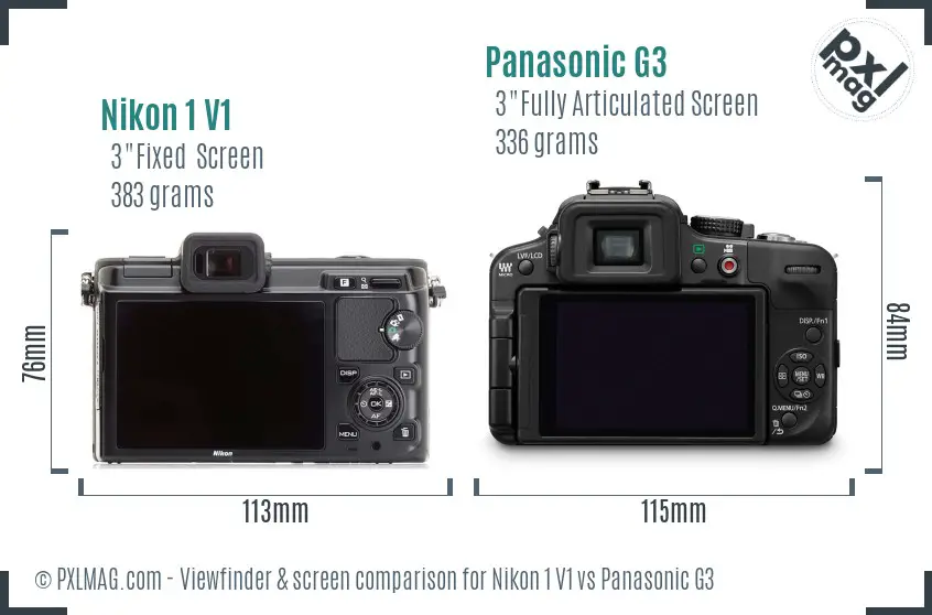 Nikon 1 V1 vs Panasonic G3 Screen and Viewfinder comparison