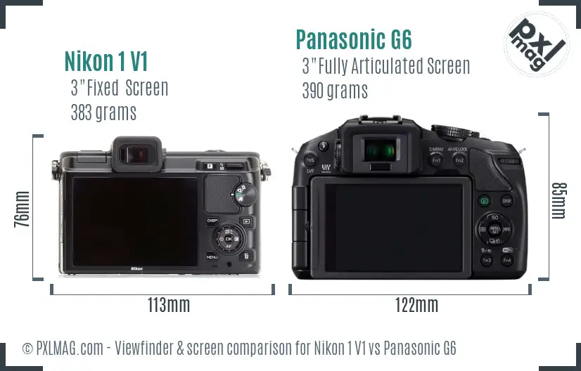Nikon 1 V1 vs Panasonic G6 Screen and Viewfinder comparison