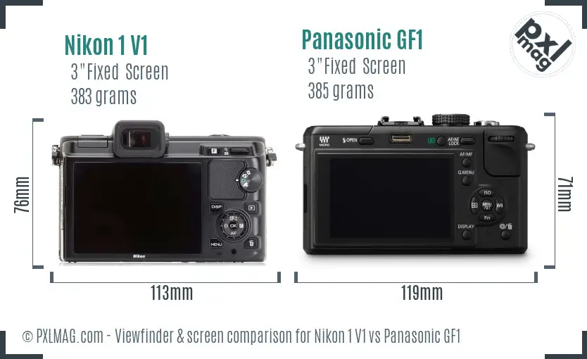 Nikon 1 V1 vs Panasonic GF1 Screen and Viewfinder comparison