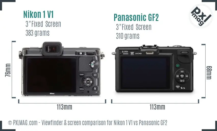 Nikon 1 V1 vs Panasonic GF2 Screen and Viewfinder comparison