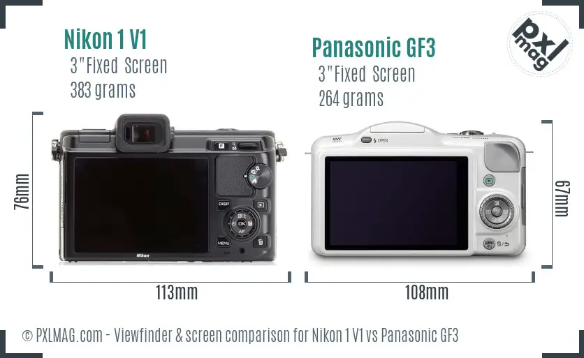 Nikon 1 V1 vs Panasonic GF3 Screen and Viewfinder comparison