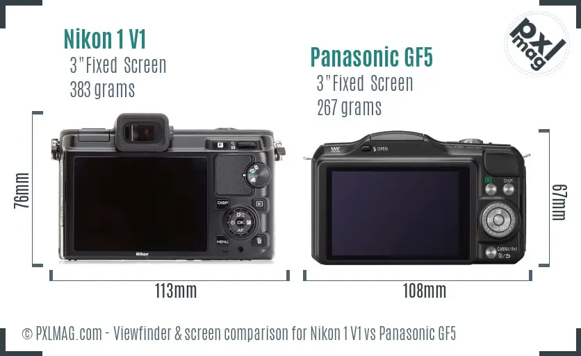 Nikon 1 V1 vs Panasonic GF5 Screen and Viewfinder comparison