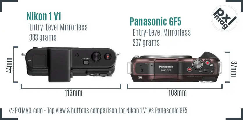 Nikon 1 V1 vs Panasonic GF5 top view buttons comparison