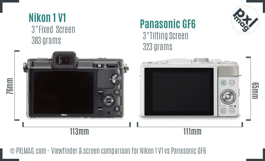 Nikon 1 V1 vs Panasonic GF6 Screen and Viewfinder comparison Nikon 1 V1 vs Panasonic GF6 Screen and Viewfinder comparison