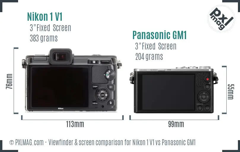 Nikon 1 V1 vs Panasonic GM1 Screen and Viewfinder comparison
