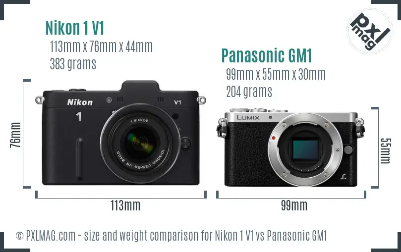 Nikon 1 V1 vs Panasonic GM1 size comparison