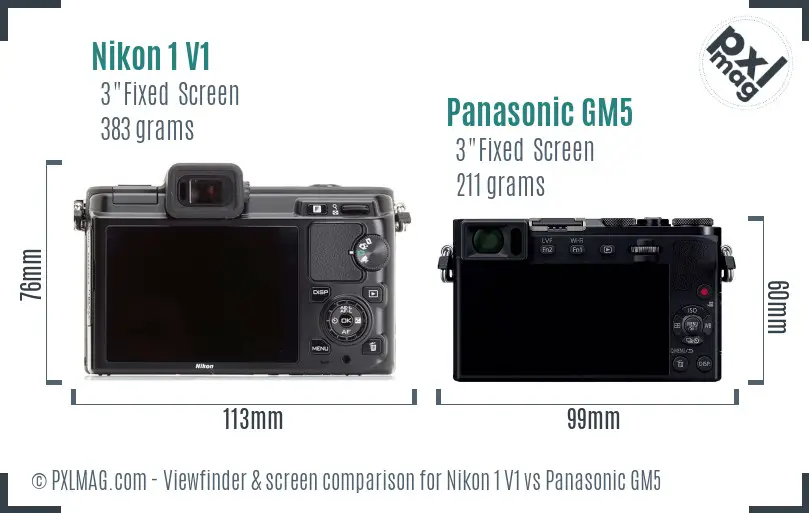 Nikon 1 V1 vs Panasonic GM5 Screen and Viewfinder comparison