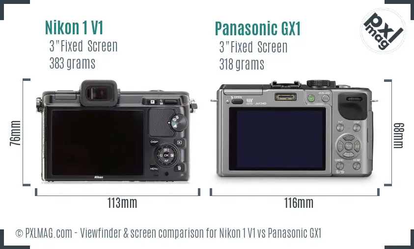 Nikon 1 V1 vs Panasonic GX1 Screen and Viewfinder comparison