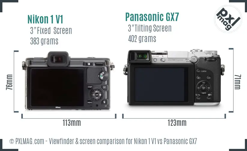 Nikon 1 V1 vs Panasonic GX7 Screen and Viewfinder comparison
