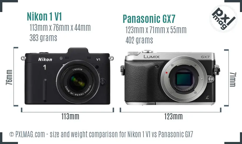 Nikon 1 V1 vs Panasonic GX7 size comparison