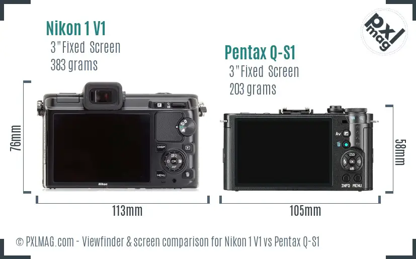 Nikon 1 V1 vs Pentax Q-S1 Screen and Viewfinder comparison