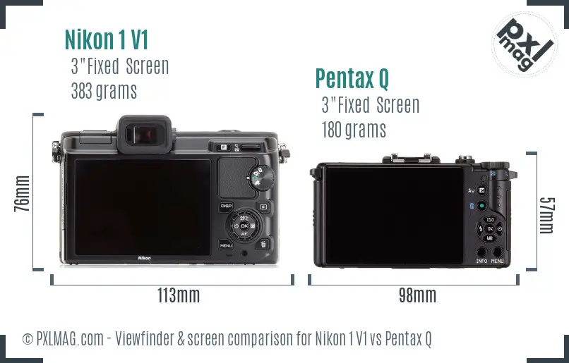 Nikon 1 V1 vs Pentax Q Screen and Viewfinder comparison