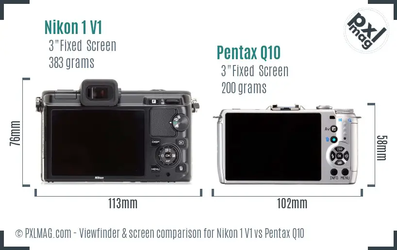 Nikon 1 V1 vs Pentax Q10 Screen and Viewfinder comparison