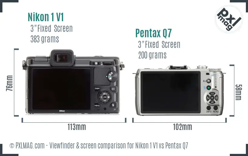 Nikon 1 V1 vs Pentax Q7 Screen and Viewfinder comparison