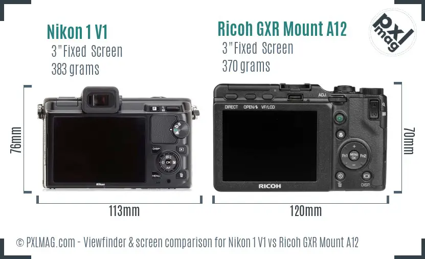 Nikon 1 V1 vs Ricoh GXR Mount A12 Screen and Viewfinder comparison