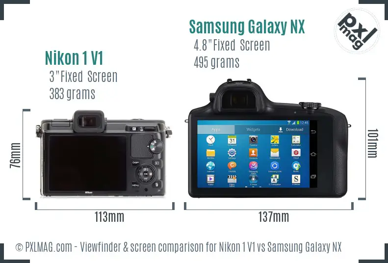 Nikon 1 V1 vs Samsung Galaxy NX Screen and Viewfinder comparison
