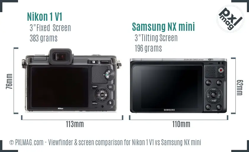 Nikon 1 V1 vs Samsung NX mini Screen and Viewfinder comparison