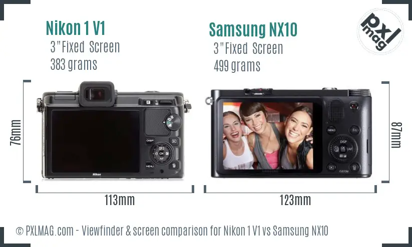Nikon 1 V1 vs Samsung NX10 Screen and Viewfinder comparison