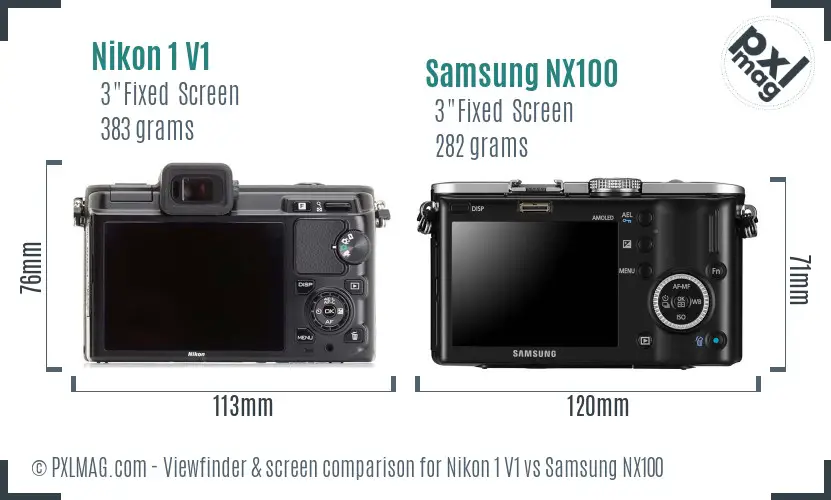 Nikon 1 V1 vs Samsung NX100 Screen and Viewfinder comparison