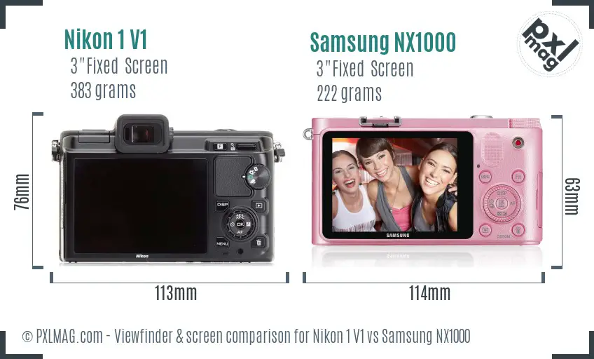 Nikon 1 V1 vs Samsung NX1000 Screen and Viewfinder comparison
