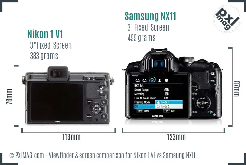Nikon 1 V1 vs Samsung NX11 Screen and Viewfinder comparison