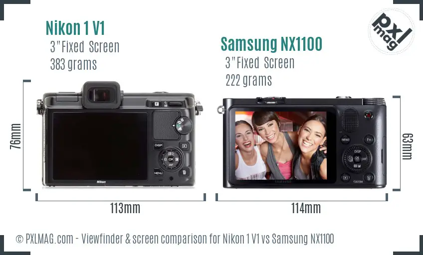 Nikon 1 V1 vs Samsung NX1100 Screen and Viewfinder comparison