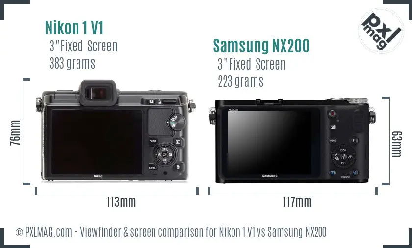 Nikon 1 V1 vs Samsung NX200 Screen and Viewfinder comparison