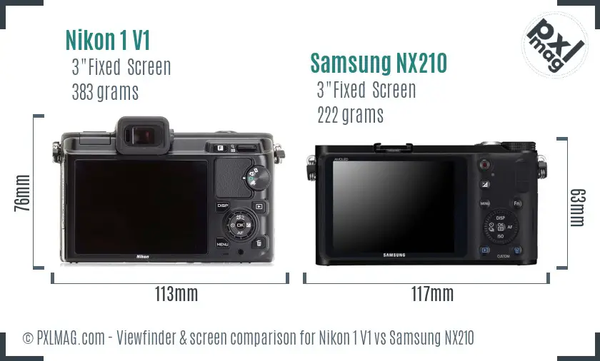 Nikon 1 V1 vs Samsung NX210 Screen and Viewfinder comparison