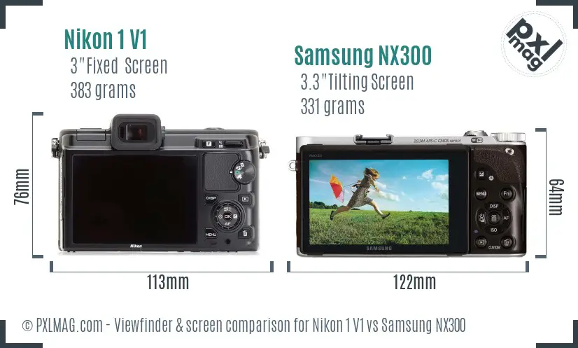 Nikon 1 V1 vs Samsung NX300 Screen and Viewfinder comparison