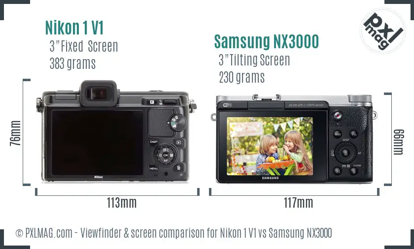 Nikon 1 V1 vs Samsung NX3000 Screen and Viewfinder comparison