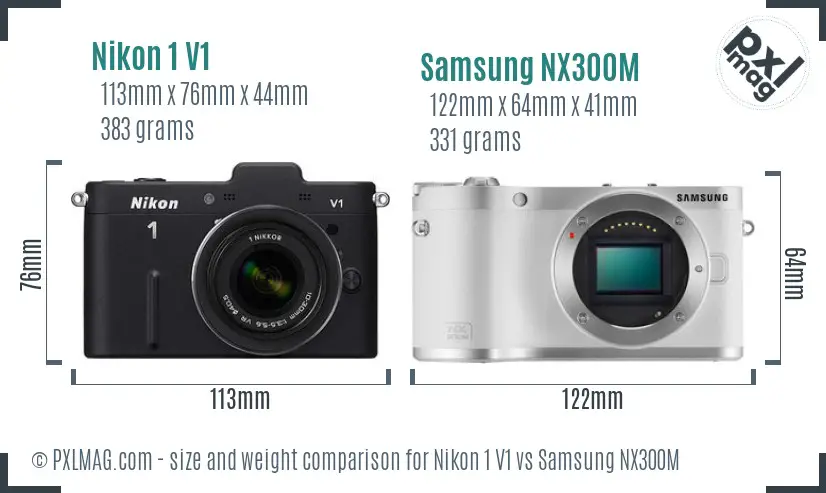 Nikon 1 V1 vs Samsung NX300M size comparison Nikon 1 V1 vs Samsung NX300M size comparison