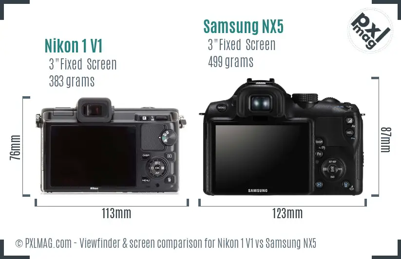 Nikon 1 V1 vs Samsung NX5 Screen and Viewfinder comparison Nikon 1 V1 vs Samsung NX5 Screen and Viewfinder comparison