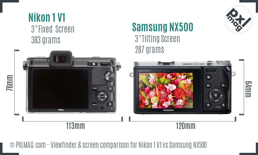 Nikon 1 V1 vs Samsung NX500 Screen and Viewfinder comparison