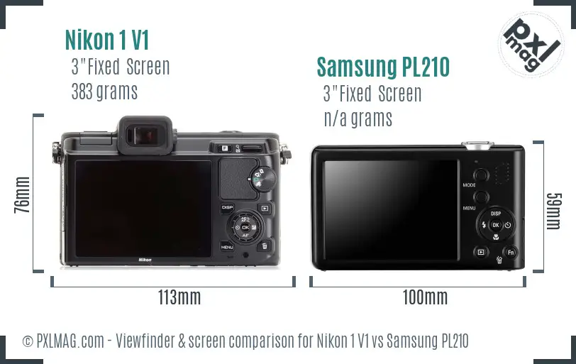 Nikon 1 V1 vs Samsung PL210 Screen and Viewfinder comparison