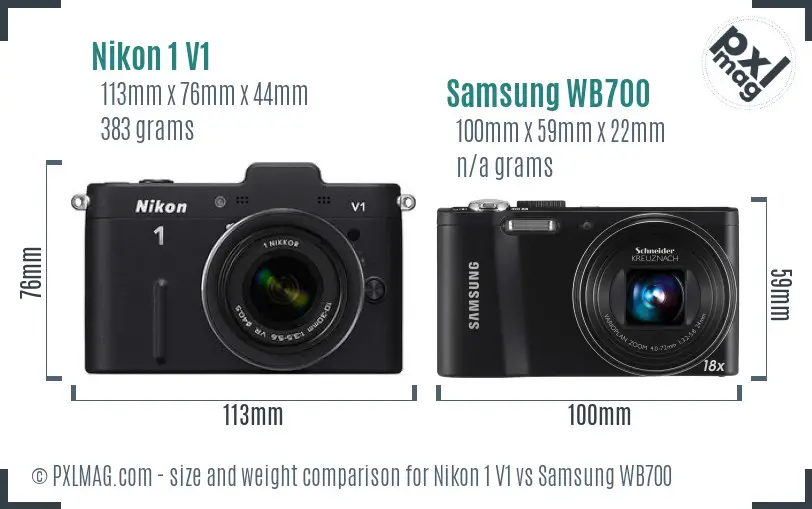 Nikon 1 V1 vs Samsung WB700 size comparison