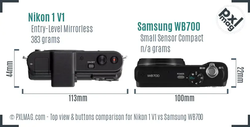 Nikon 1 V1 vs Samsung WB700 top view buttons comparison