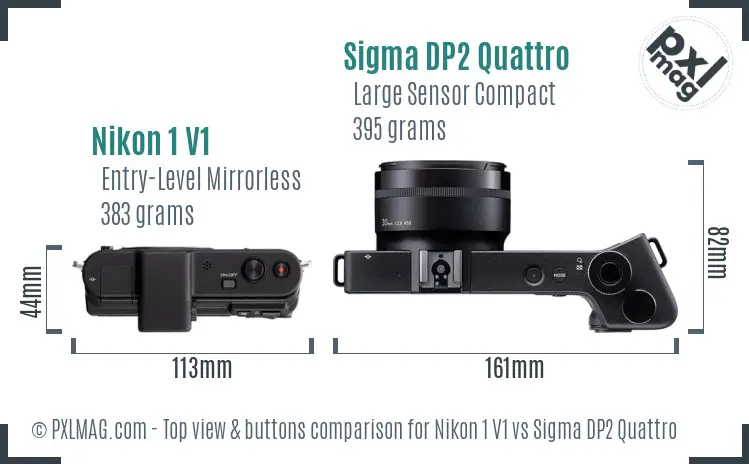 Nikon 1 V1 vs Sigma DP2 Quattro top view buttons comparison