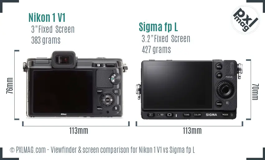 Nikon 1 V1 vs Sigma fp L Screen and Viewfinder comparison