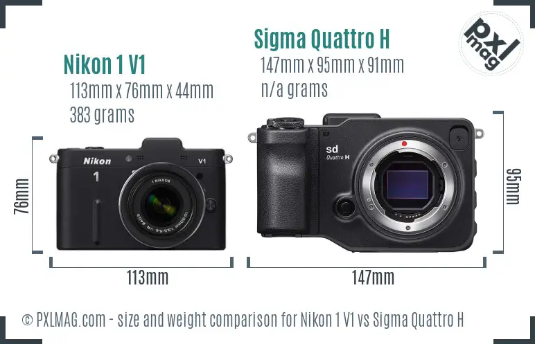 Nikon 1 V1 vs Sigma Quattro H size comparison Nikon 1 V1 vs Sigma Quattro H size comparison