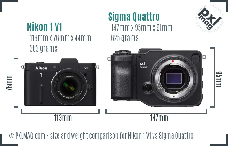 Nikon 1 V1 vs Sigma Quattro size comparison Nikon 1 V1 vs Sigma Quattro size comparison