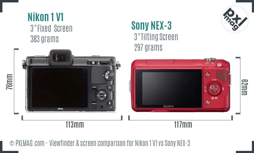 Nikon 1 V1 vs Sony NEX-3 Screen and Viewfinder comparison