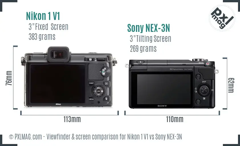 Nikon 1 V1 vs Sony NEX-3N Screen and Viewfinder comparison