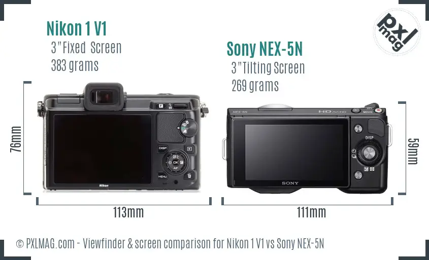 Nikon 1 V1 vs Sony NEX-5N Screen and Viewfinder comparison Nikon 1 V1 vs Sony NEX-5N Screen and Viewfinder comparison