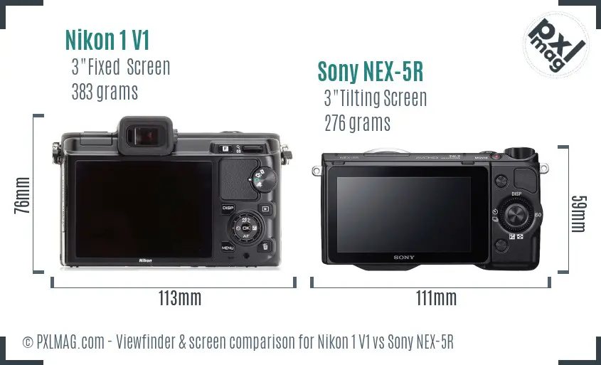 Nikon 1 V1 vs Sony NEX-5R Screen and Viewfinder comparison