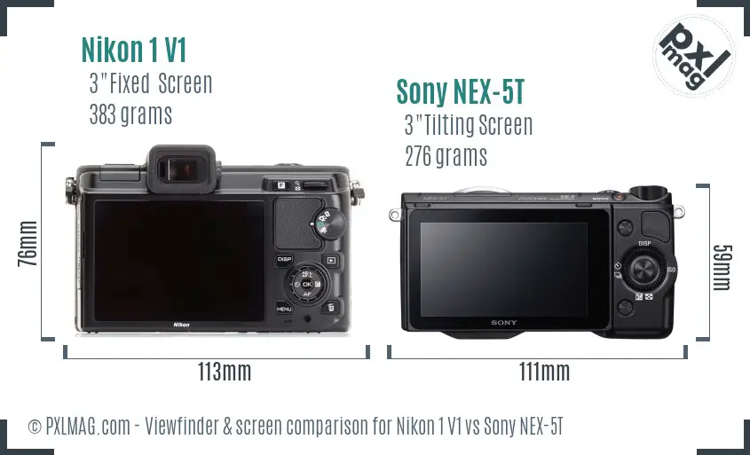 Nikon 1 V1 vs Sony NEX-5T Screen and Viewfinder comparison