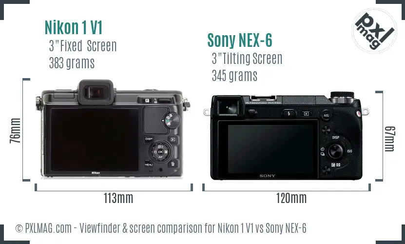 Nikon 1 V1 vs Sony NEX-6 Screen and Viewfinder comparison