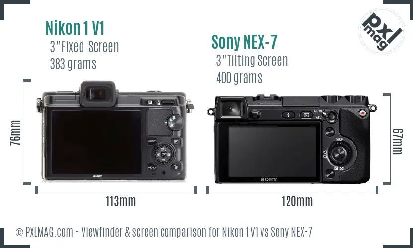 Nikon 1 V1 vs Sony NEX-7 Screen and Viewfinder comparison Nikon 1 V1 vs Sony NEX-7 Screen and Viewfinder comparison