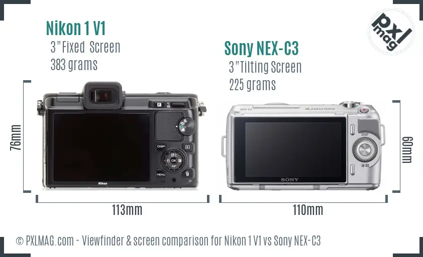 Nikon 1 V1 vs Sony NEX-C3 Screen and Viewfinder comparison