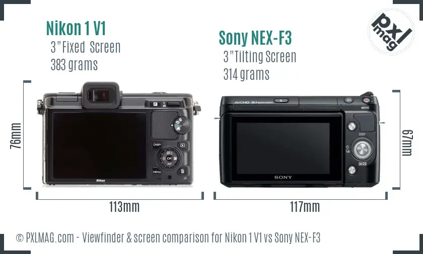 Nikon 1 V1 vs Sony NEX-F3 Screen and Viewfinder comparison