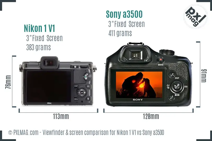 Nikon 1 V1 vs Sony a3500 Screen and Viewfinder comparison